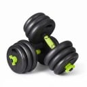 30 kg vægtstangssæt med håndvægte og stor stang med lige og bølget stangplader 1,5 kg 2 kg og 2,5 kg sort-grøn til hjemmetræning 4