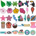 30 Stück Set von Dekorationen für Crocs mit tropischen Motiven PVC farbige Dekorationen für Crocs Schuhe Blumen Blätter und Motive einfaches Einsetzen 1