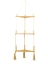 32 cm Corner Wall Shelf Two-Tier Wooden Shelf with Rope and Balls Without Decorations 1