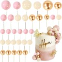 32er Set bunte Tortenbällchen Tortendekoration aus Kunststoff Kreatives Accessoire für festliche Geburtstagstortendekoration 5