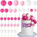 32er Set bunte Tortenbällchen Tortendekoration aus Kunststoff Kreatives Accessoire für festliche Geburtstagstortendekoration 4