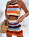 Top y falda de rayas para mujer 2