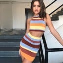 Top y falda de rayas para mujer 3