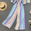 Randig jumpsuit för kvinnor B868 7
