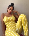 Randig tightssittande jumpsuit för kvinnor G153 6