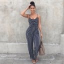 Randig jumpsuit för kvinnor med rosett 1