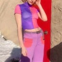 Dámský průsvitný crop top barevný 2