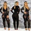 Genomskinlig jumpsuit för kvinnor med långa ärmar B840 3