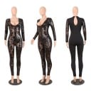 Genomskinlig jumpsuit för kvinnor med långa ärmar B840 4
