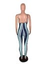 Randig jumpsuit för kvinnor med dragkedja 4