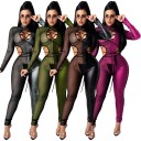 Sexig jumpsuit i läder B866 för kvinnor 6