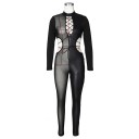 Sexig jumpsuit i läder B866 för kvinnor 9