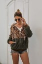 Dam fluffig hoodie med leopardmönster Huva med dragsko Dragkedja i full längd Två framfickor Konstgjord päls 3