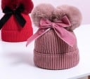 Kinder-Wintermütze mit Pompons A498 9
