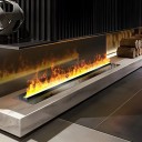 3D atomizovaný krb na vodní páru, délka 120 cm, příkon 150 W, LED s původní barvou plamene, 6 stupňů výšky, WiFi a dálkový ovladač 3