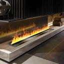 3D atomizowany kominek na wodną parę, długość 100 cm, moc 120 W, LED z 9 kolorami płomienia, 6 stopni wysokości, WiFi i pilot zdalnego sterowania 3