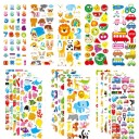 3D autocolantes para crianças Grande conjunto com mais de 500 autocolantes em relevo com motivos de animais e meios de transporte Material PVC 1