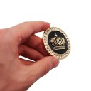 3D Car Sticker with Crown Motif Round Emblem Made of Zinc Alloy with Stone Trim Decoration for Fuel Cap and Body Diameter 4.8 cm 4