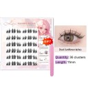 3D Cat Adhesive Cluster Lashes 11 mm 36 pcs Double Thick Clusters in 6 Rows Waterproof Long-lasting False Lashes with Precision Tweezers 2