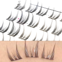 3D Cat Cluster Adhesive Lashes 36 pcs 6 mm Thick Layered Sunflower Design Waterproof Long-Lasting Lashes with Tweezers 3