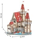 3D fa puzzle Vár 19,8 x 19,5 x 25,4 cm 192 darab Lézerrel vágott fa modell nyomtatott 3D útmutatóval Realisztikus középkori dekoráció 2