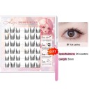 3D kissamaiset liimattavat ripset 6 mm 36 erillistä tiheää ryhmää 6 rivissä vedenkestäviä pitkäkestoisia yksittäisiä ripsiä pinsetillä 1