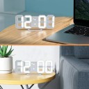 3D LED digitalur 16 cm Hvid ramme Farvedisplay Bord- og vægkalender 3 lysstyrkeniveauer Tidshukommelse 12/24 timer USB-strømforsyning 4