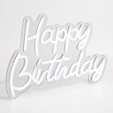 3D LED neon noptul Happy Birthday 29 x 20,5 cm alimentare USB 5 W Placă transparentă și comutator pe cablu Lumină albă Pentru sărbătoarea zilei de naștere 2