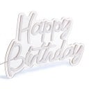 3D LED neonový nápis Happy Birthday 29 x 20,5 cm USB napájení 5 W Průhledná deska a vypínač na kabelu Bílé světlo Na oslavu narozenin 1