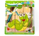 3D puzzle animais Cubos de madeira com imagens 9 pcs Seis imagens para montar de um único conjunto Motivos de conto de fadas para crianças 12,3 x 5
