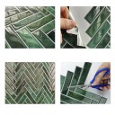 3D samoprzylepne dlażdice na ścianę ze wzorem rybiej ości 10 sztuk 30 x 30 cm Wodoodporny zielony kafel do kuchni i łazienki 2