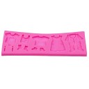 3D silikonová forma s motivy oblečení pro miminka na zdobení dětských dortů Šatičky a dupačky s jemnými detaily Rozměr 17,5 x 6,3 cm 5