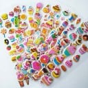 3D stickers voor kinderen Opstaande glanzende afbeeldingen van PVC Thematische motieven in verschillende vormen en maten Set van 6 vellen 10