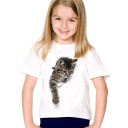 3D-T-Shirt für Mädchen mit einer Katze J605 1