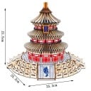 3D träpussel Himmelska templet 25,3 x 25,3 x 21,5 cm 275 bitar Laserad modell i naturligt trä Kreativ byggsats DIY dekoration 2