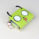 3D Wallet 8 x 2.5 x 11 cm Light Green Design Face Motif Zip Pendant Compact Wallet 2