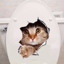 3D wasserfester Aufkleber für die WC-Brille und die Wand mit einem Tier, das aus einer durchbrochenen Wand schaut. Fröhliche Dekoration 1