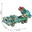 3D Wooden Puzzle Camouflage Rocket Vehicle 27.4 x 8.7 x 9.8 cm 312 Pieces Laser-Cut Wooden Model with Printed Instructions 2