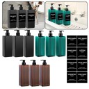 3er Set 500 ml Spender mit Aufklebern für Shampoo Duschgel Spülung Leere Flaschen mit Pumpe und Verschluss 2