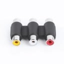 3x RCA női adapter női aljzatokhoz Hármas csatlakozó RCA kábelek összekapcsolására és meghosszabbítására Színkódolt aljzatok Műanyag ház 5