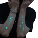 4 bucăți de foi cu tatuaje temporare autoadezive luminescente rezistente la apă Forme geometrice Fluturi Flori Trandafiri și Lună Tatuaje pentru corp 4