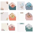 4 darabos levélpapír és boríték készlet 16,1 × 11,4 cm papír 19,5 × 13,5 cm virágmintás levelekhez és üdvözletekhez 1
