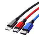 4 i 1 snabbladdningskabel USB-C + 2x Micro USB + Lightning 1,2m 3A USB-A flerfärgskabel för telefon Snabbladdningsladdningstillbehör 2