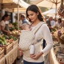 4-in-1 Baby Carrier Adjustable Shoulder Straps Wide Hip Belt Soft Material Beige with Branches and Leaves For Walks 5