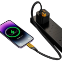 4-in-1 Snellader Kabel 2x USB C + USB A + iPhone Lightning 1 m 65W Multi Gevlochten Kabel 6A PD Dubbel Opladen 5