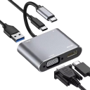4-in-1 USB-C naar VGA HDMI-adapter USB 3.0 en USB-C PD 100W Multifunctionele adapter 15 cm video- en dataconverter voor MacBook, notebook, tablet 1