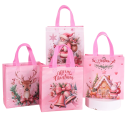 4 Pack Christmas Gift Bags 23 x 22 x 11 cm Santa Claus Non-Woven Fabric Reusable Bags with Christmas Designs 2