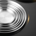 4 Piece Set of 20 cm Stainless Steel Silver Kitchen Plates for Main Meals, Serving and Everyday Dining 2