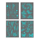 4 piezas de hojas de tatuajes temporales autoadhesivos brillantes y resistentes al agua Formas geométricas Mariposas Flores Rosas y Luna Tatuajes para el cuerpo 1