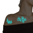 4 piezas de hojas de tatuajes temporales autoadhesivos brillantes y resistentes al agua Formas geométricas Mariposas Flores Rosas y Luna Tatuajes para el cuerpo 3